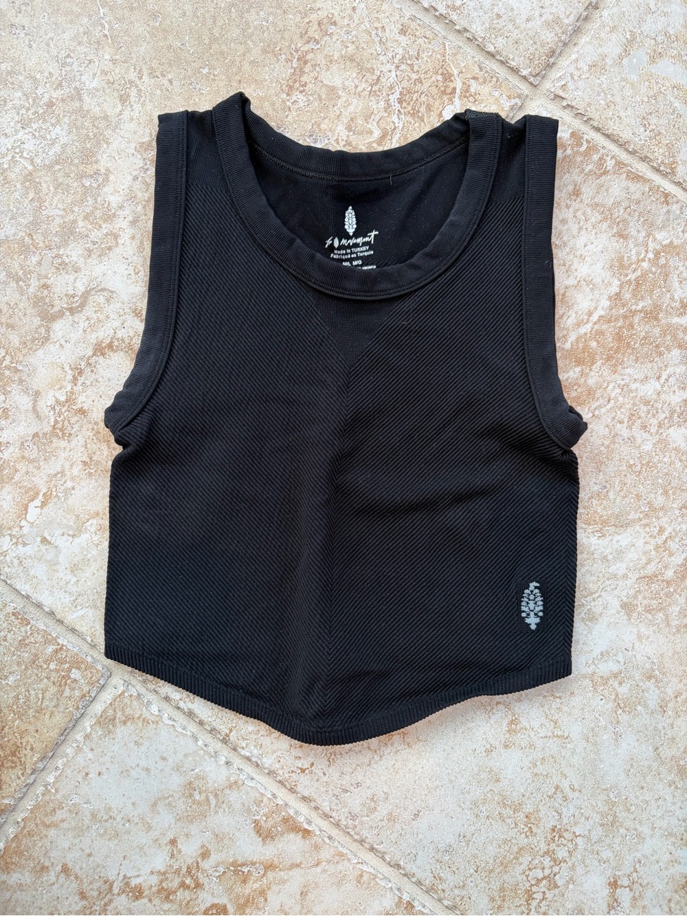 Free People Movement - Black Ribbed Crop Tank
